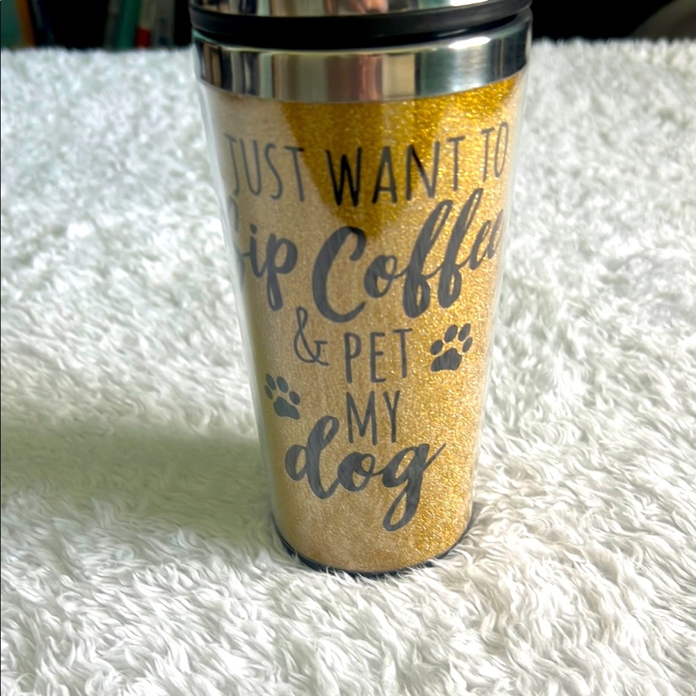 Gold Glitter Dog Lover Tumbler